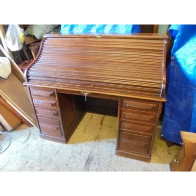 Antiker englischer Eichen Rolltop Schreibtisch ca 1910