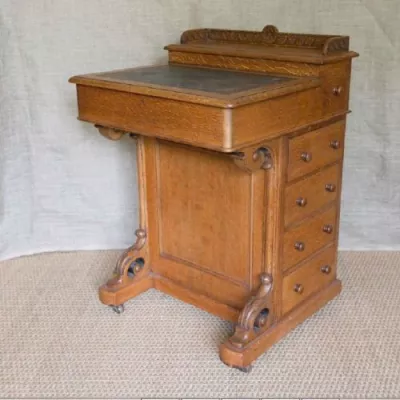 Antiker britischer Davenport Schreibtisch Eiche 19. Jh