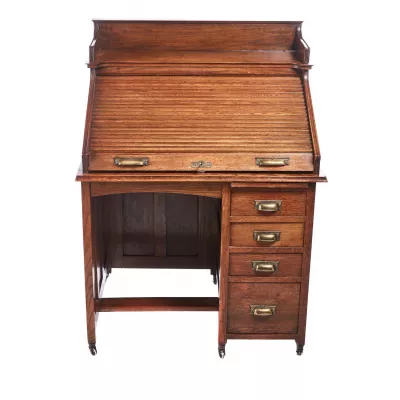Antiker englischer Rolltop Sekretär Eiche ca 1880