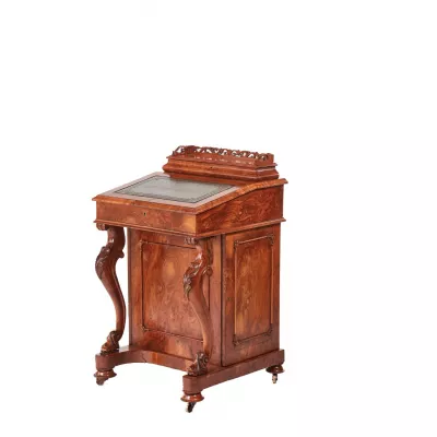 Viktorianischer britischer Davenport Schreibtisch Nussbaum antik ca 1850