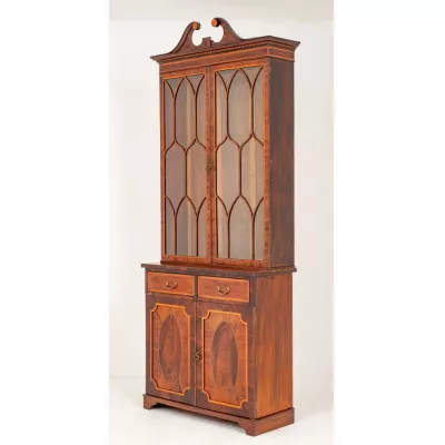 Englisches Sheraton Revival Mahagoni Bücherschrank antik ca 1880