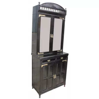 Viktorianischer antiker Bücherschrank Massivholz britisch ebonisiert ca 1850