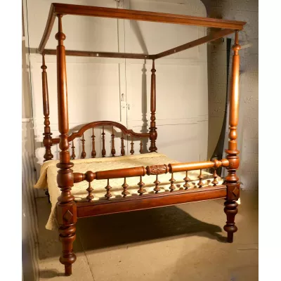 Antikes britisches Massivholz Himmelbett anglo-indisch 19. Jh