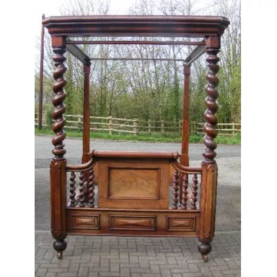 Viktorianisches britisches Mahagoni Posterbett Himmelbett antik ca 1850
