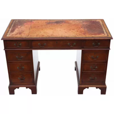 Edwardianischer britischer Mahagoni Schreibtisch antik ca 1910