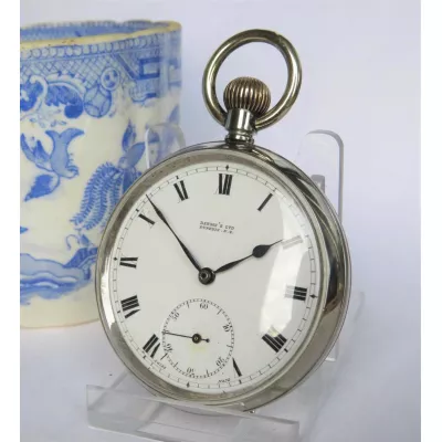 Antike britische Omega Taschenuhr Nickel ca 1910