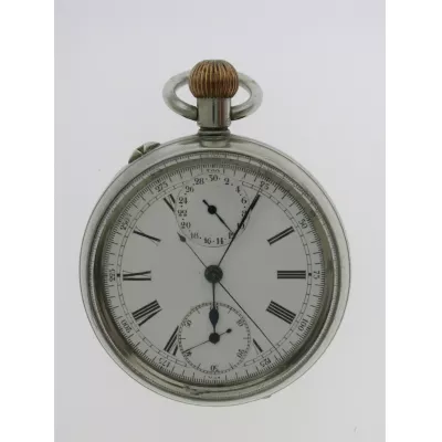 Antike Schweizer Taschenuhr Kettenuhr Stahl 1870