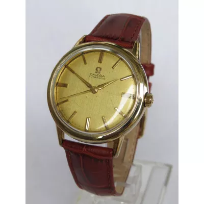Antike Omega Herren Armbanduhr Uhr Leder Echtleder Gold ca 1959