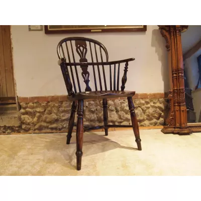 Georgianischer antiker Ulmen Eichen Stuhl Windsor Landhaus ca 1820