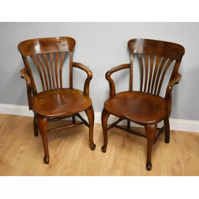 Edwardianische antike Eichen Stühle britisch ca 1890