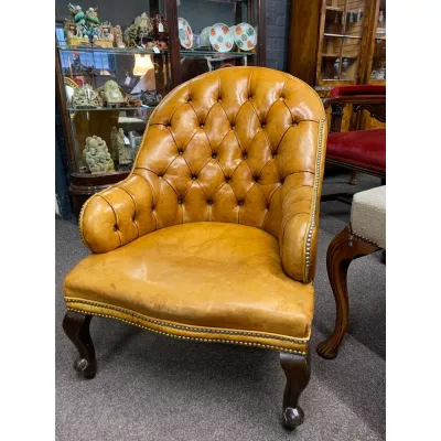 Edwardianischer antiker Chesterfield Ledersessel Echtleder Sessel britisch ca 1890