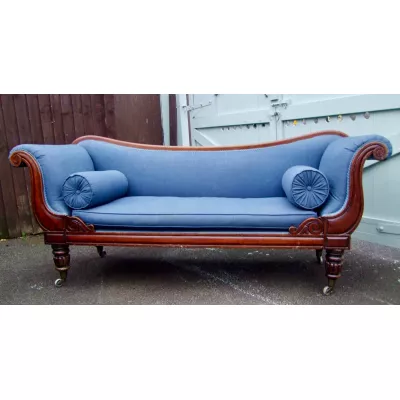 Antikes britisches Mahagoni Stoffsofa Sofa Stoff 19. Jh
