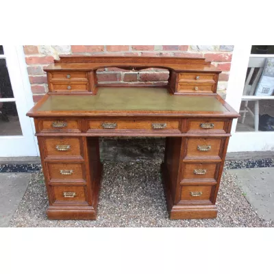 Viktorianischer Antiker Eichen Schreibtisch von Howard & son ca. 1900