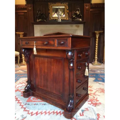 Viktorianischer Englischer Mahagoni Davenport Schreibtisch antik ca. 1850