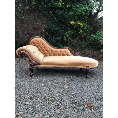 Viktorianische antike Mahagoni Chaiselongue Stoff ca 1860