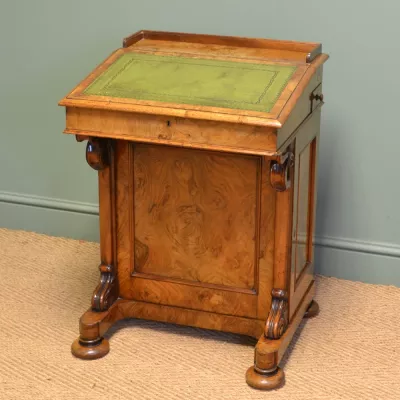 Viktorianischer antiker Nussbaum Schreibtisch Davenport britisch ca 1860