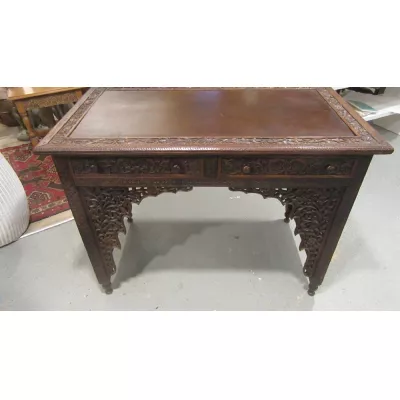 Original antiker anglo-indischer Schreibtisch Massivholz britisch ca 1920