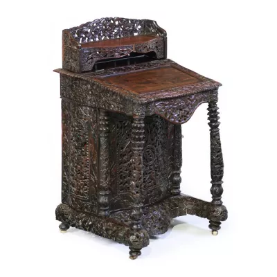 Britischer antiker Davenport Schreibtisch Hartholz anglo-indisch ca 19. Jh