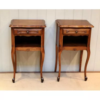 Französische antike Nachtschränke Beistelltische Eiche ca 1930