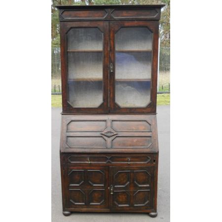 Antiker edwardianischer Eichen Bureau Bookcase britisch ca 1920