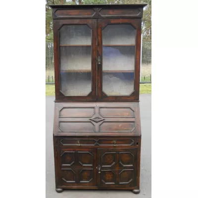 Antiker edwardianischer Eichen Bureau Bookcase britisch ca 1920