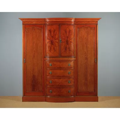 Edwardianischer antiker Satinholz Kleiderschrank britisch ca 1905