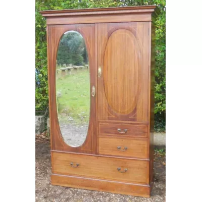 Edwardianischer britischer Mahagoni Kleiderschrank antik ca 1900