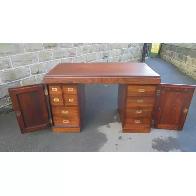Britischer antiker Palisander Schreibtisch Militär ca 19. Jh