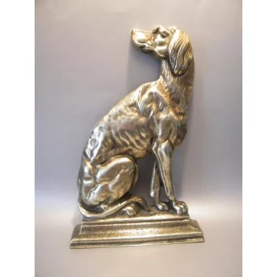 Massiver Antiker Jagdhund Türstopper aus Messingguss ca. 1910
