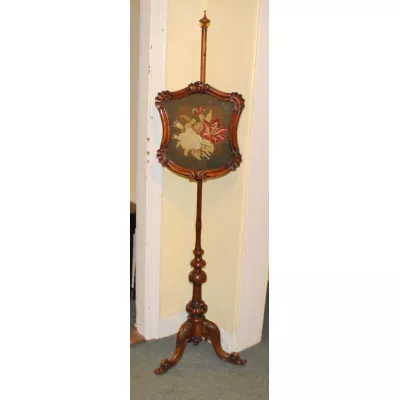 Viktorianischer Antiker Palisander Pole Screen ca. 1860