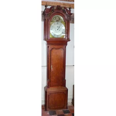 Antike britische Mahagoni Eichen Standuhr ca 18. Jh