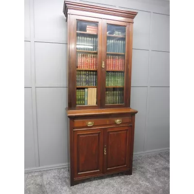 Edwardianischer antiker Bücherschrank Nussbaum englisch ca 1900