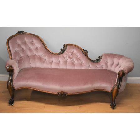 Viktorianische antike Nussbaum Chaiselongue englisch ca 1870