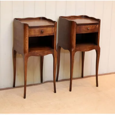 Antike französische Nachtschränke Eiche ca 1910