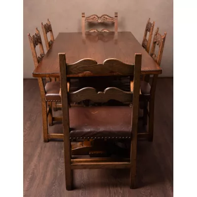 Edwardianischer antiker Eichen Esstisch Stühle englisch ca 1890