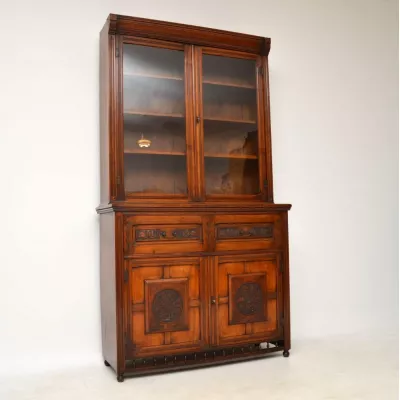 Antiker Arts & Crafts Bureau Bookcase Nussbaum Aufsatzsekretär englisch ca 1880