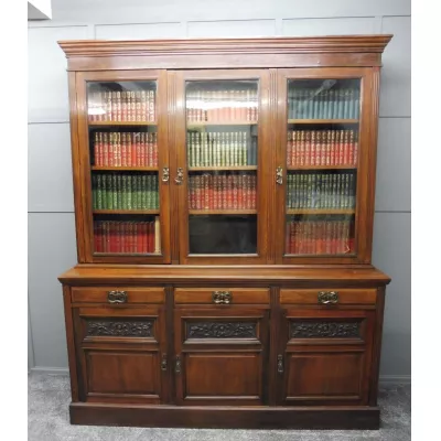 Viktorianischer antiker Nussbaum Bücherschrank englisch ca 1890