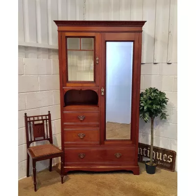 Edwardianischer antiker Nussbaum Kleiderschrank britisch ca 1900