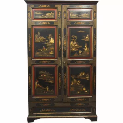 Englischer Antiker Chinoserie Kleiderschrank ca. 1880
