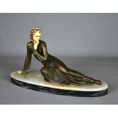 Antike Art Deco Bronzefigur Skulptur französisch Menneville 1930
