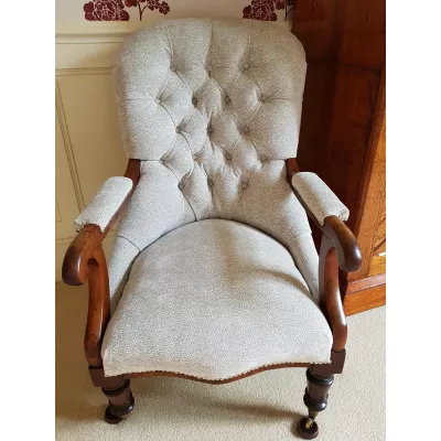 Viktorianischer Mahagoni Sessel Stoffsessel antik britisch ca 1860
