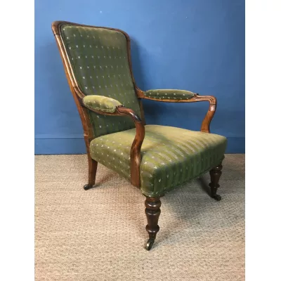 Viktorianischer antiker Nussbaum Sessel englisch circa 1850