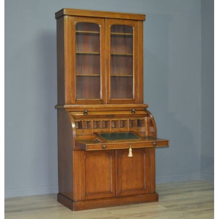 Viktorianischer antiker Eichen Bureau Bookcase britisch ca 1860