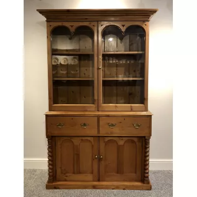 Viktorianischer antiker Weichholz Bücherschrank Kiefer britisch ca 1860