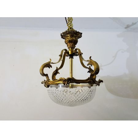 Edwardianische französische Messing Deckenlampe Lampe vergoldet antik ca 1890