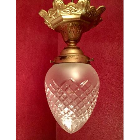 Antike französische Kristall Deckenlampe Bronze Lampe ca 1910