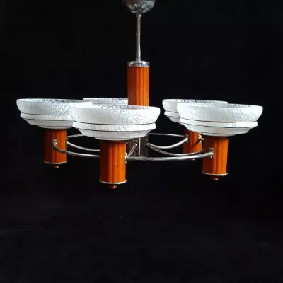 Antike Art Deco Deckenlampe Chrom britisch ca 1930
