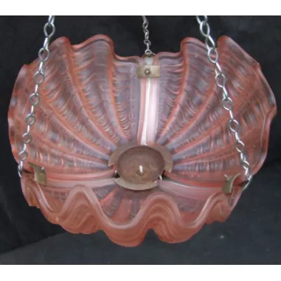 Englische Art Deco Deckenlampe Chrom Glas Deckenleuchte antik ca 1930