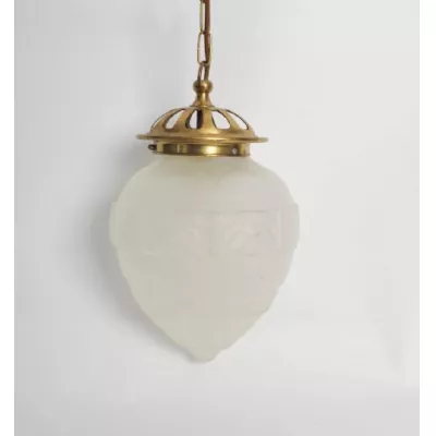 Edwardianische antike Glas Deckenlampe Messing Deckenleuchte englisch ca 1890