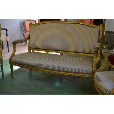 Französisches Antikes vergoldetes Sofa ca. 1900